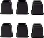 Bed Risers Chair Riser Couch Risers 5in High Quadrate Trapezoidal Ergonomic Plastic Black Furniture Risers Blocks for Home Office Storage Space Enhancer Pack of 6