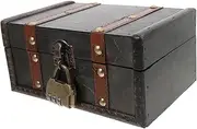 HORIALENCE Wooden Treasure Chest Vintage Decorative Storage Box Lock for Jewelry Home Accessory