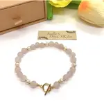 【現貨】天然6MM粉晶/淡水珍珠手鍊 18CM長 NATURAL ROSE QUARTZ/PEARL BRACELET.