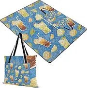 Beach Essentials Soft Lawn Blanket for Women 30s Summer Gift Lemon Juice Blue Art Painting 60x80in