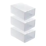 3pcs/6pcs Thickened Clear Plastic Stackable Shoe Boxes