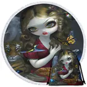 Maiden Fauna the Goddess of Animals Round Beach Towel