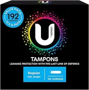 U by Kotex Tampons Regular 192 Count (12 x 16 Pack) - Packaging May Vary