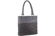 Pierre Cardin Womens Leather Perforated Shoulder Bag with stud Detailing - Teal