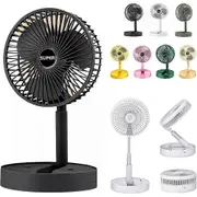 Telescopic Folding Fan - 2024 New Portable USB Rechargeable Collapsible Desk Fan 360 Degree Rotation Cooler for Home Black 1200mAh