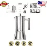 Authentic Italian Espresso Maker - 6 Cup Stovetop Coffee Pot with Milk Frother