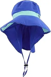 [GOOHOCHY] Sun Hat Adjustable Breathable Foldable Summer Cap for Boys Wide Brim Protection Beach Fisherman Hat for Outdoor Activities Cute Design Blue