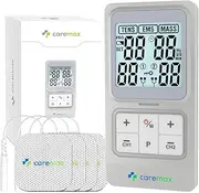 Caremax 2.0 Classic TENS Machine & EMS & Massage & DIY 120mA Output 4 in 1 Dual Channel Rechargeable Electronic Combo Pulse Unit Muscle Stimulator with Customisable Programs for Natural Pain Relief
