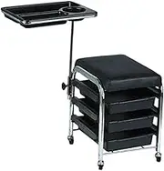 "Abbraccia" Manicure Beauty Tool Cart, Rolling Storage Trolley, Professional Premium with Drawers Organizer for Beauty Salon Pedicure, Black