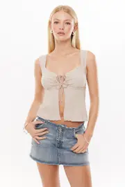 [Supré] Supré - Sadie Tie Front Top - Iced latte XL ICED LATTE