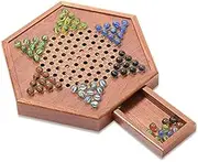 Wooden C se Checkers Set with Storage Drawer ren Adults Ch Board Game Glass Marble One Size
