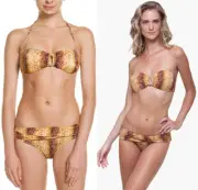 Vix Cacica Snake Print Ring Bandeau Top & Bottom Swimsuit Bikini Set