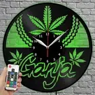 LED Clock Ganja Leaf Vinyl Record Wall Clock Led Light Wall Clock 1121