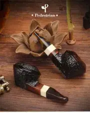 3.7 Inch Tobacco Pipe 9MM Handmade Briar Wood Horns Smoking Cigarette Pipe Gift