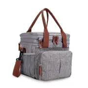 Lunch Bag for Women Men Expandable Double Deck Lunch Box Large Lunch Bags Lea...