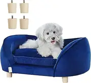 VEVOR Pet Sofa, Dog Couch for Medium-Sized Dogs and Cats, Soft Velvety Dog Sofa Bed, 35lbs Loading Cat Sofa, Dark Blue