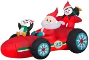 CHRISTMAS 7 FT RACECAR CAR SANTA PENGUINS GEMMY Airblown Inflatable FAST FURIOUS