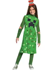 Minecraft Creeper Dress Classic Girls Costume