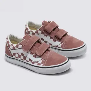 【VANS 官方旗艦】Old Skool V 中童款玫瑰紅色棋盤格滑板鞋