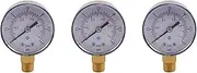 3X 0-1Bar 50mm Water Pressure Gauge Meter 1/4 Inch NPT Thread Manometer -50-15Psi