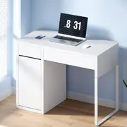 White Desk With Storage Cabinet & 2 Drawers