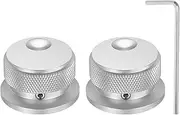 uxcell 2 Pcs Aluminium Potentiometer Knobs, 1/4" (6mm) Universal Volume Tone Control Knobs with Oval Groove Indicator for Guitar, 4/5" Silver(34x20mm)