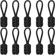10 Pieces Replacement Zipper Pulls Tab Universal Nylon Zipper Repair Kit Black