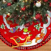 Christmas Tree Skirt 48 Inch, Red Merry Christmas Tree Skirt, Buffalo Plaid S...