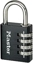Master Lock 7640EURDBLKCC Combination Padlock in Aluminium, Black, 4 x 7.8 x 1.5 cm