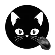 Black Cat Round Mouse Pad Gaming Mouse Desk Pad Mat Mousepads with Non-Slip R...