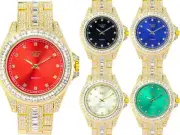 Fully Iced Men Watch Bling Rapper Simulate Lab Diamond Metal Gold Luxury Cubic