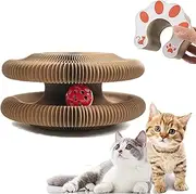 Kitty Kurlz, Accordion Cat Scratcher, Cardboard Accordion Cat Toy, Foldable Cat Accordion Toy with Ball, Magic Organ Cat Scratching Board, Interactive Scratch Pad with A Ball (1 PCS)