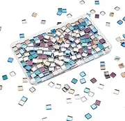 PH PandaHall 320pcs Mirror Mosaic Tiles for Crafts 10mm Square Glass Mirror Tiles Mini Glass Decorative Mosaic Tiles for Home Decoration Art Crafts Jewelry Disco Ball Making, Clear, No Hole