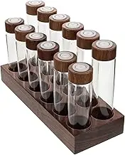 Ciieeo Solid Wood Lid Bean Container Walnut Base Glass Bean Vials Single Dose Storage Tubes Air Valve Freshness