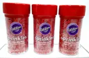 3 Pck WILTON Red Sugar & Jimmies Sprinkles 2.5 oz Christmas Baking