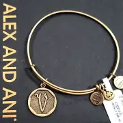 NEW NWT Alex and Ani Letter V Initial Charm Bracelet