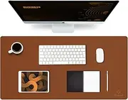 K KNODEL Leather Desk Mat, Office Desk Pad, Large Mouse Pad, Keyboard Pad, Computer and Laptop Mat for Desk, Desk Protector, Desktop Mat for Writing, Desk Blotter and Cover (80x40cm, Brown)