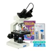 OMAX 2500X 1.3MP Camera LED Microscope+Blank Slides+Cleaning Kit+Lens Paper+Book