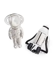 Jan Leslie Astronaut & Rocket Sterling Silver & Mother Of Pearl Cufflinks