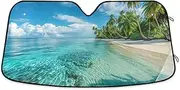 Beach Tropical Turquoise Car Windshield Sun Shade UV Reflector Auto Front Window Sun Shade Sun Heat Protection