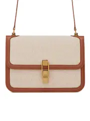 Le Carré Satchel in Canvas and Box Saint Laurent Leather