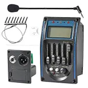 Acoustic Guitar Pickup,5 Band EQ Equalizer Guitar Preamp Piezo Pickup Tuner with Mic LCD Display Black