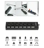 New 7-Port USB 2.0 Hub with Independent Switches - High-Speed Expansion Dock