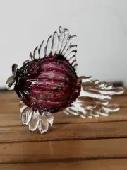 Hand Blown Glass Multi-color Fish Ornament Or Stand Alone Art