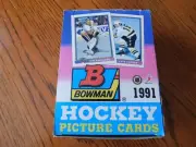 1991 Bowman Hockey Unopened Box containing 36 Factory Sealed 14 Card Cello Packs