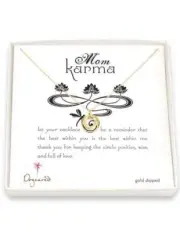 Dogeared Mom Karma Gold Dipped Necklace with Double Circle Pendant NIP