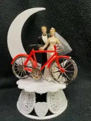 Bicycle Bike trail bride groom Wedding cake topper Outdoors sport racing