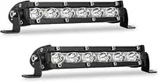 BEAMCORN 7 Inch Single Row Led Light Bar Pods - Ultra-Slim 60W 10000 Lumens Waterproof Driving Fog Light Combo Flood Spot Lights for Trucks Off road ATV UTV SUV Boat 2-Pack