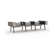 Modern Furniture ARTO 6 Person Workstation Double Sided 5.0M - Warm Oak & Black