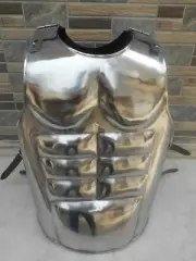 Silver Finish Muscle Armour Jacket Medieval Ancient Knight Halloween Costume